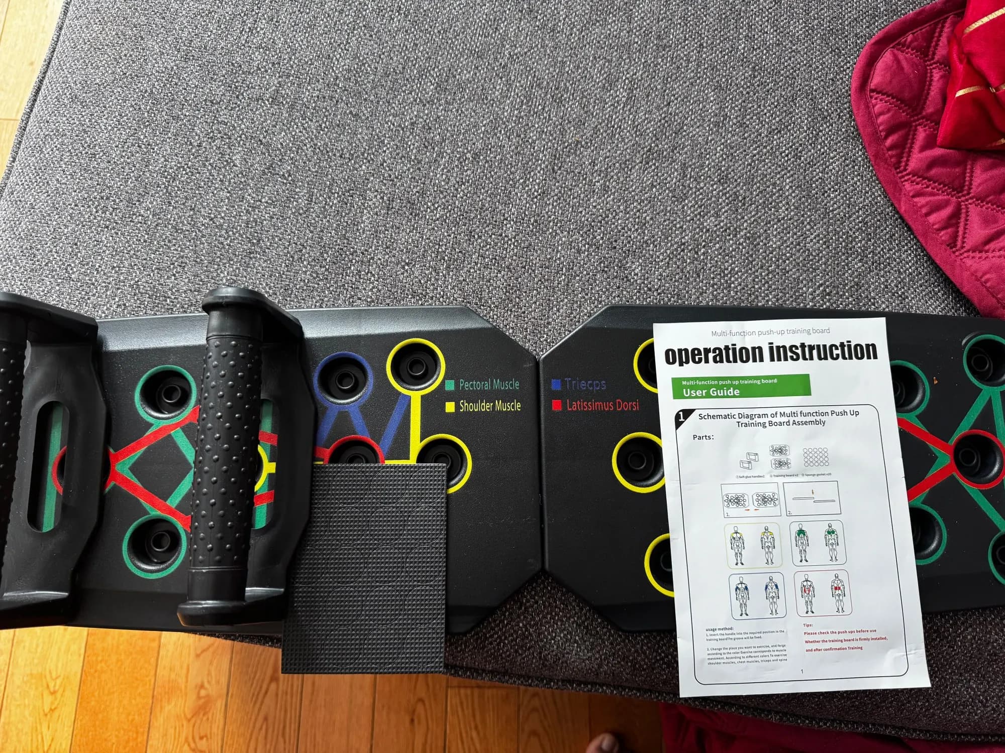 Portable and multifunctional push-up board set, foldable push-up bar, fitness equipment for training chest, abs, arms, and back view 2