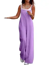 Oversized S-5XL Women Loose Overalls Summer Fashion Female Sleeveless Wide Leg Pant Suits JYFS-8130