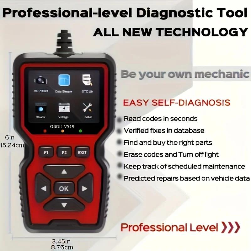 V519 Professional Obd2 Scanner - Usb-Powered Car Diagnostic Tool with Real-Time Data Stream, Full-Featured Obd Ii Testing (I/M Ready, Bod2/Eobd), Clears Engine Fault Lights, Reads/Erases Codes for Mos view 2