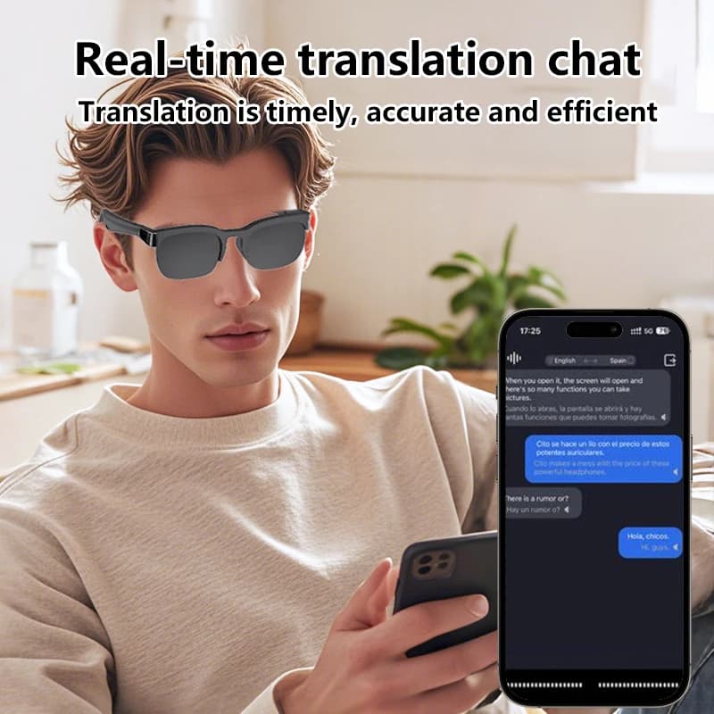 AI Smart Glasses 8MP HD Camera 8K Shooting AI Real-time Translation with Bluetooth 6.0 Earphones Call Recording Music Sunglasses view 4