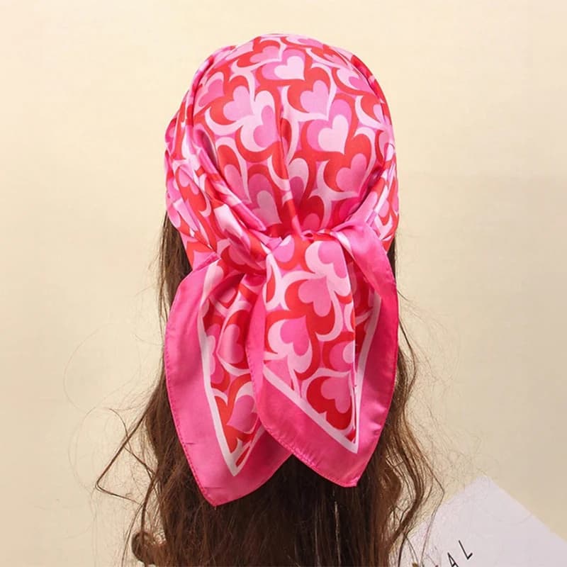 70cm Yellow Silk Scarf Floral Print Women view 5