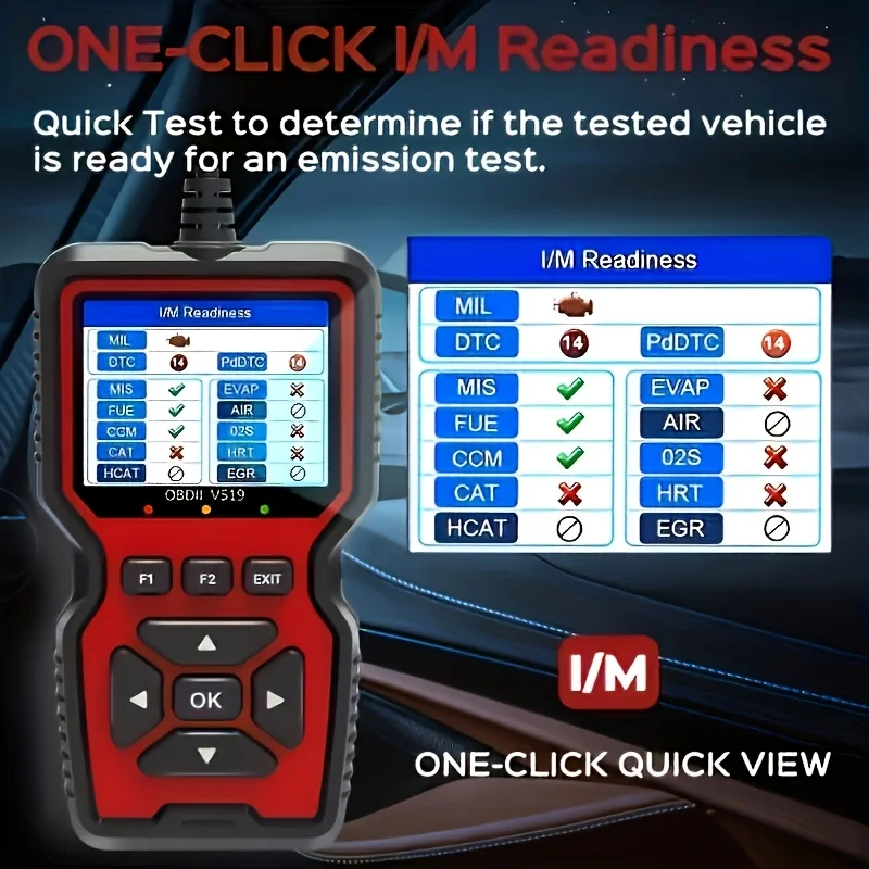 V519 Professional Obd2 Scanner - Usb-Powered Car Diagnostic Tool with Real-Time Data Stream, Full-Featured Obd Ii Testing (I/M Ready, Bod2/Eobd), Clears Engine Fault Lights, Reads/Erases Codes for Mos view 5
