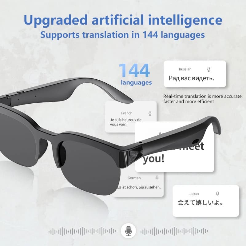 AI Smart Glasses 8MP HD Camera 8K Shooting AI Real-time Translation with Bluetooth 6.0 Earphones Call Recording Music Sunglasses view 2