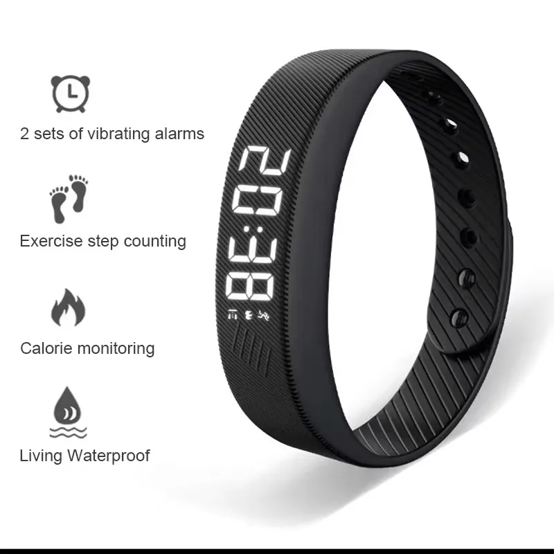 Smart Bracelet LED Digital Waterproof Smart Clock Smartband Running pedometer Monitor Smart Band Vibration Alarm Reminder HT30