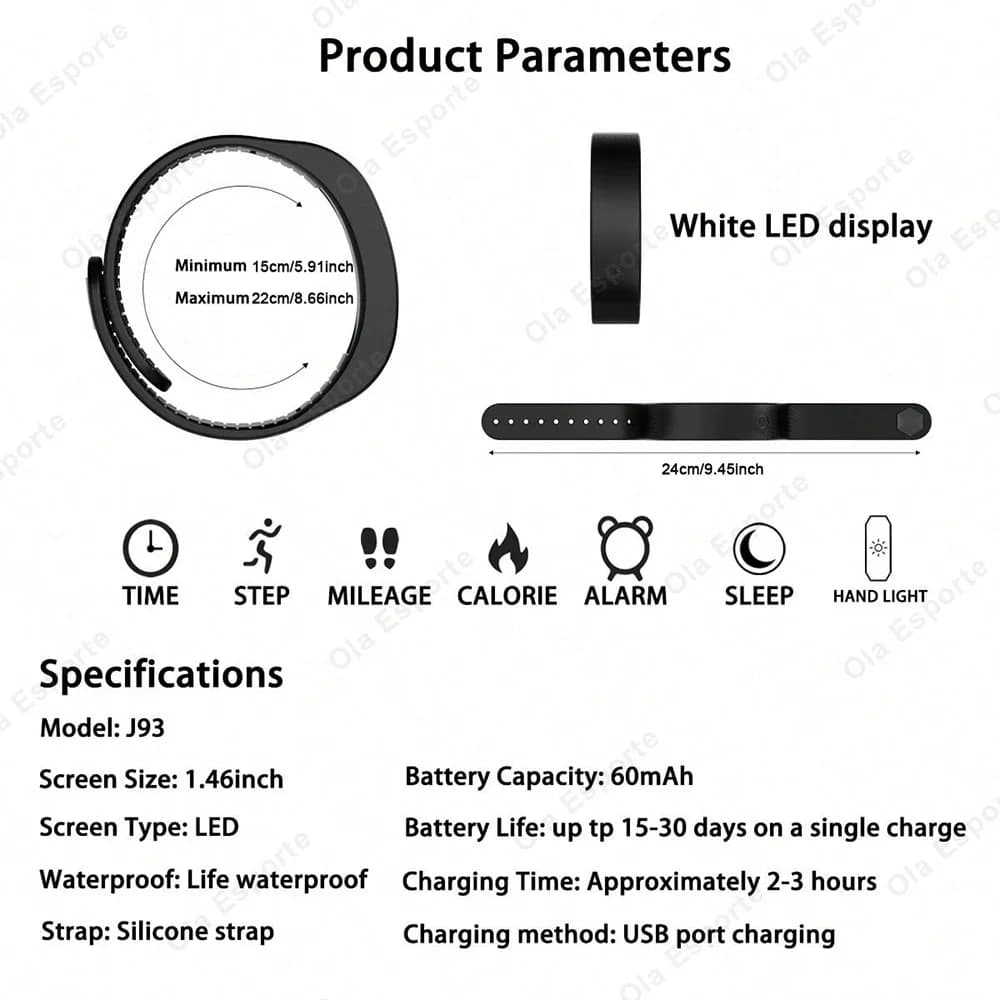 Smart Bracelet LED Digital Waterproof Smart Clock Smartband Running pedometer Monitor Smart Band Vibration Alarm Reminder HT30 view 6