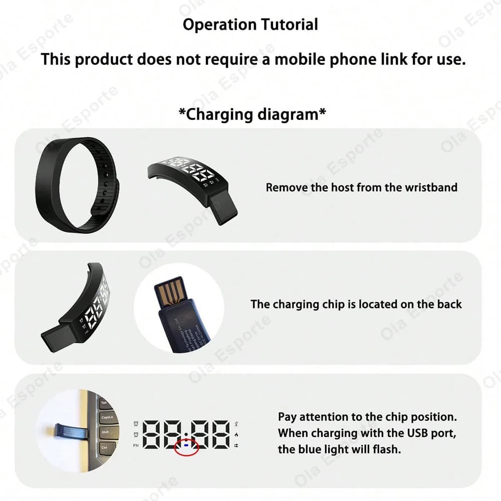 Smart Bracelet LED Digital Waterproof Smart Clock Smartband Running pedometer Monitor Smart Band Vibration Alarm Reminder HT30 view 5