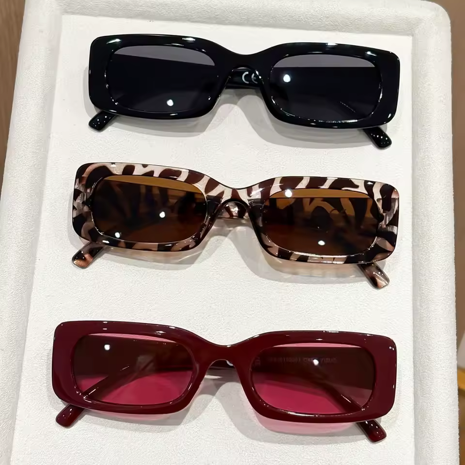 Retro Square Sunglasses Women Vintage Red Leopard Uv400 Fashion Rectangle Sun Glasses Driving Beach Party Accessories Supplies