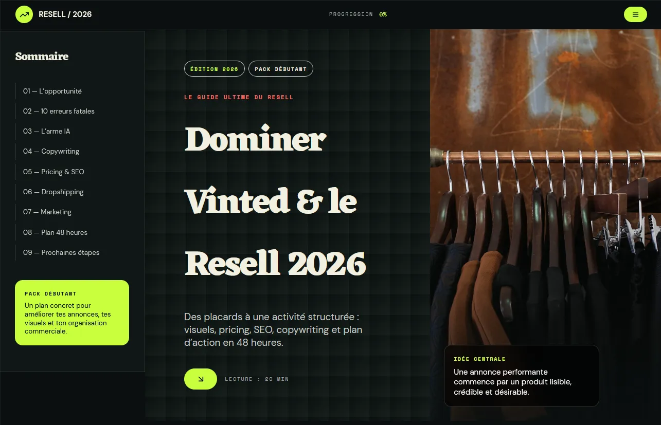 Dominer Vinted et le Resell 2026 : Le Guide Ultime (Pack Débutant)