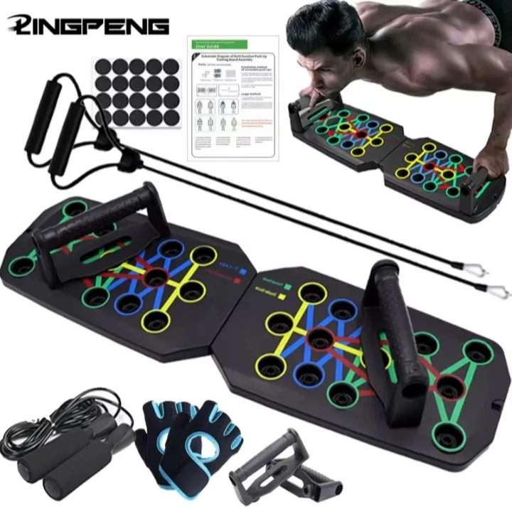 Portable and multifunctional push-up board set, foldable push-up bar, fitness equipment for training chest, abs, arms, and back